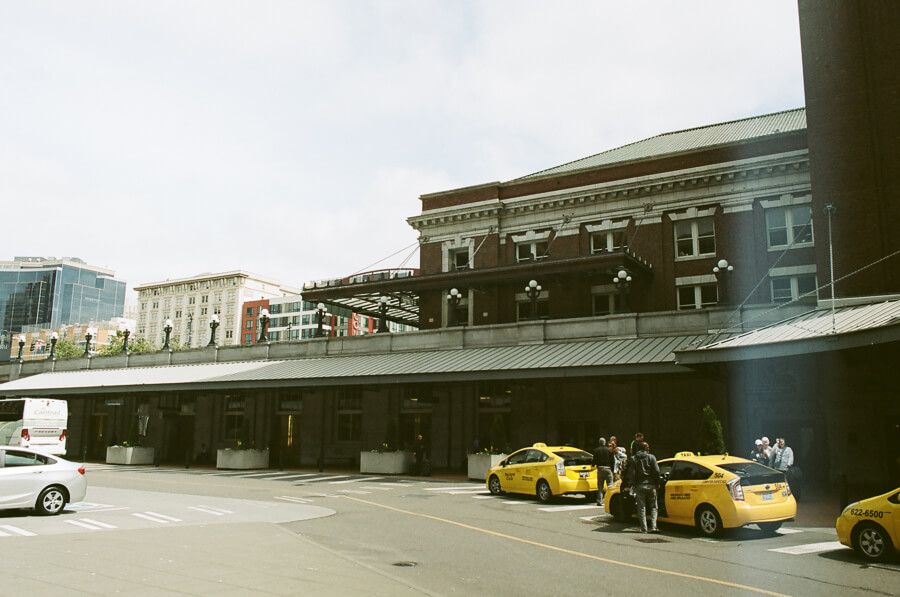 King Street Station with taxis in front