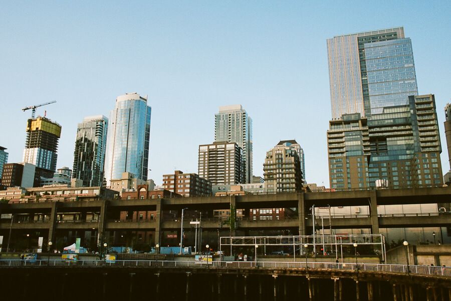 View of downtown buildings from the pier