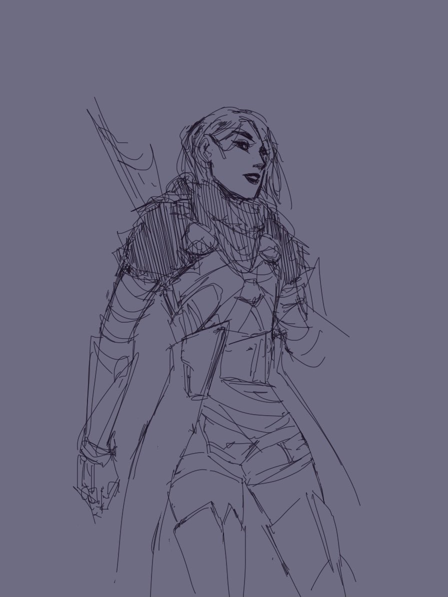 Messy sketch of warlock wearing Splicer armour.