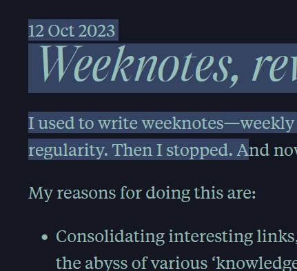 A blog post where the title begins with a 'W' and is visually aligned further to the left than the body text that follows