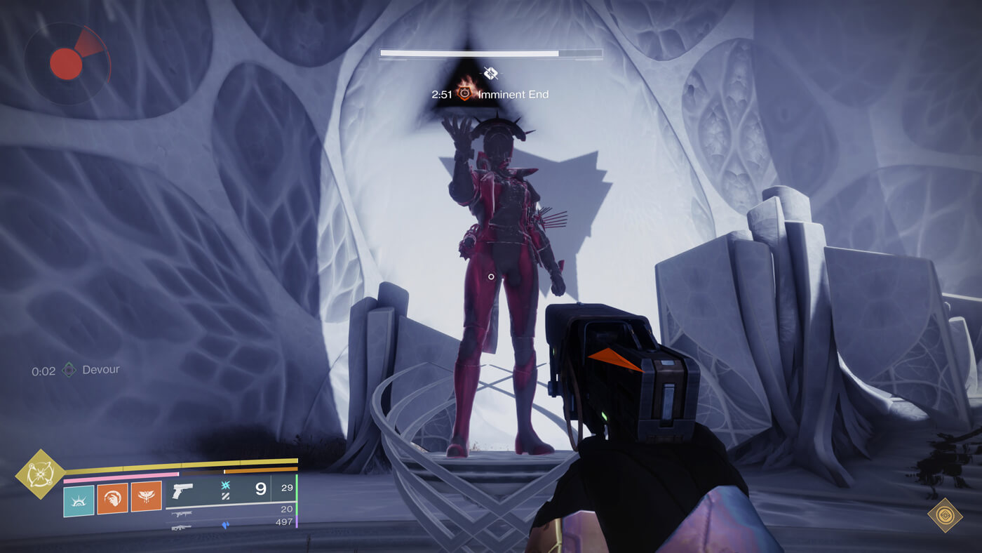 My guardian statue in Verity, holding a triangle.