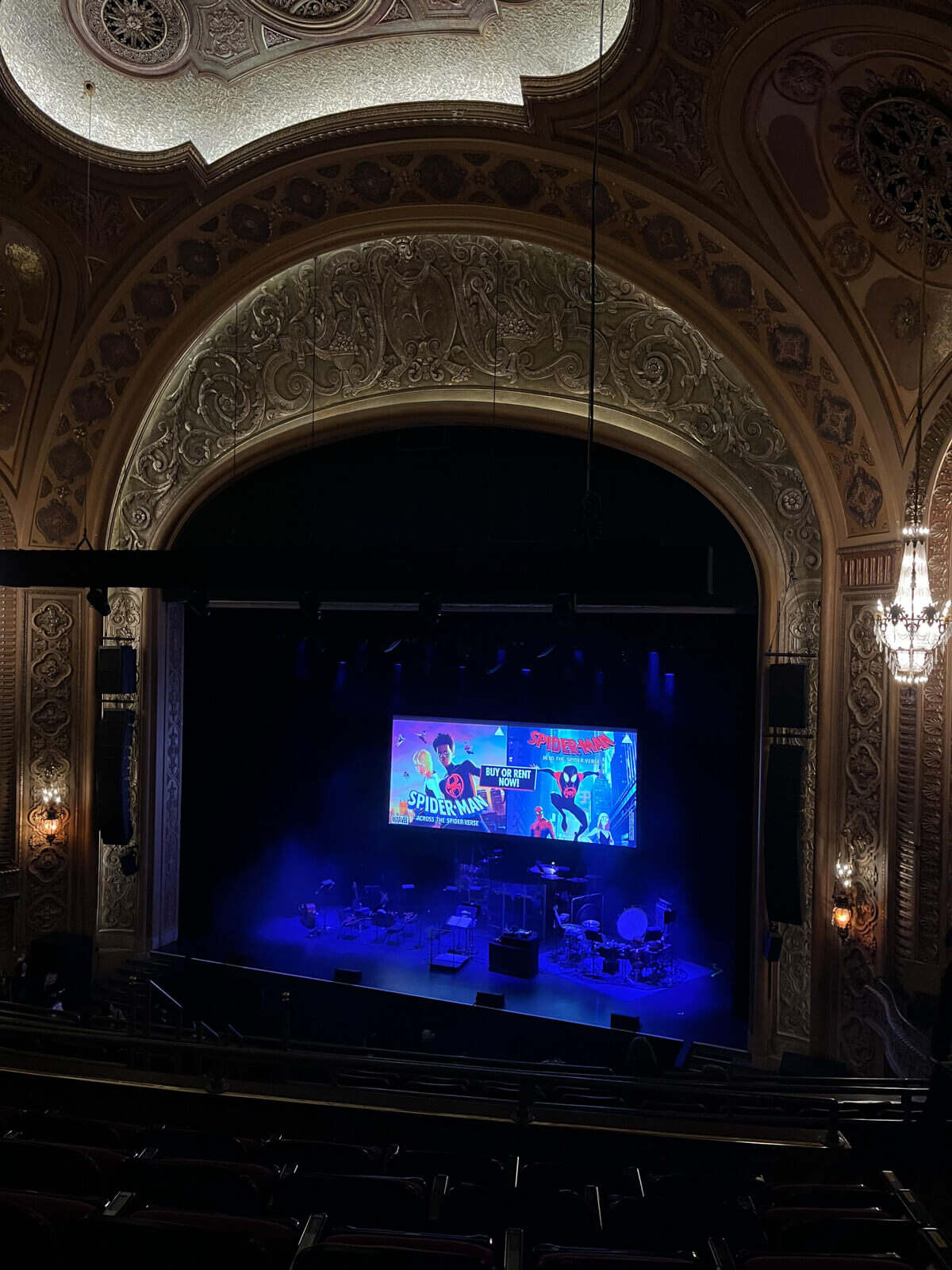 View from my seat, which is on the second level. The interior features high, arching ceilings, like a fancy church.