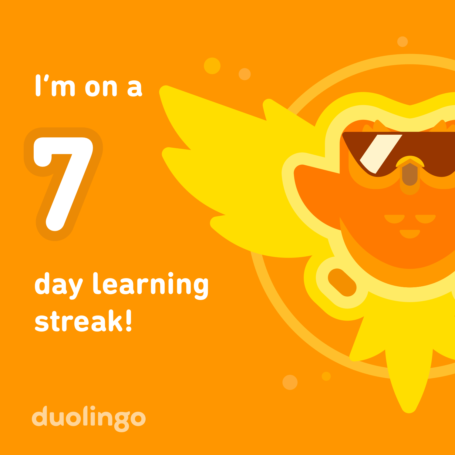 Duolingo screenshot where I'm on a 7 day learning streak.