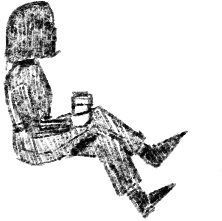 Doodle of me sitting and holding a cup of coffee.