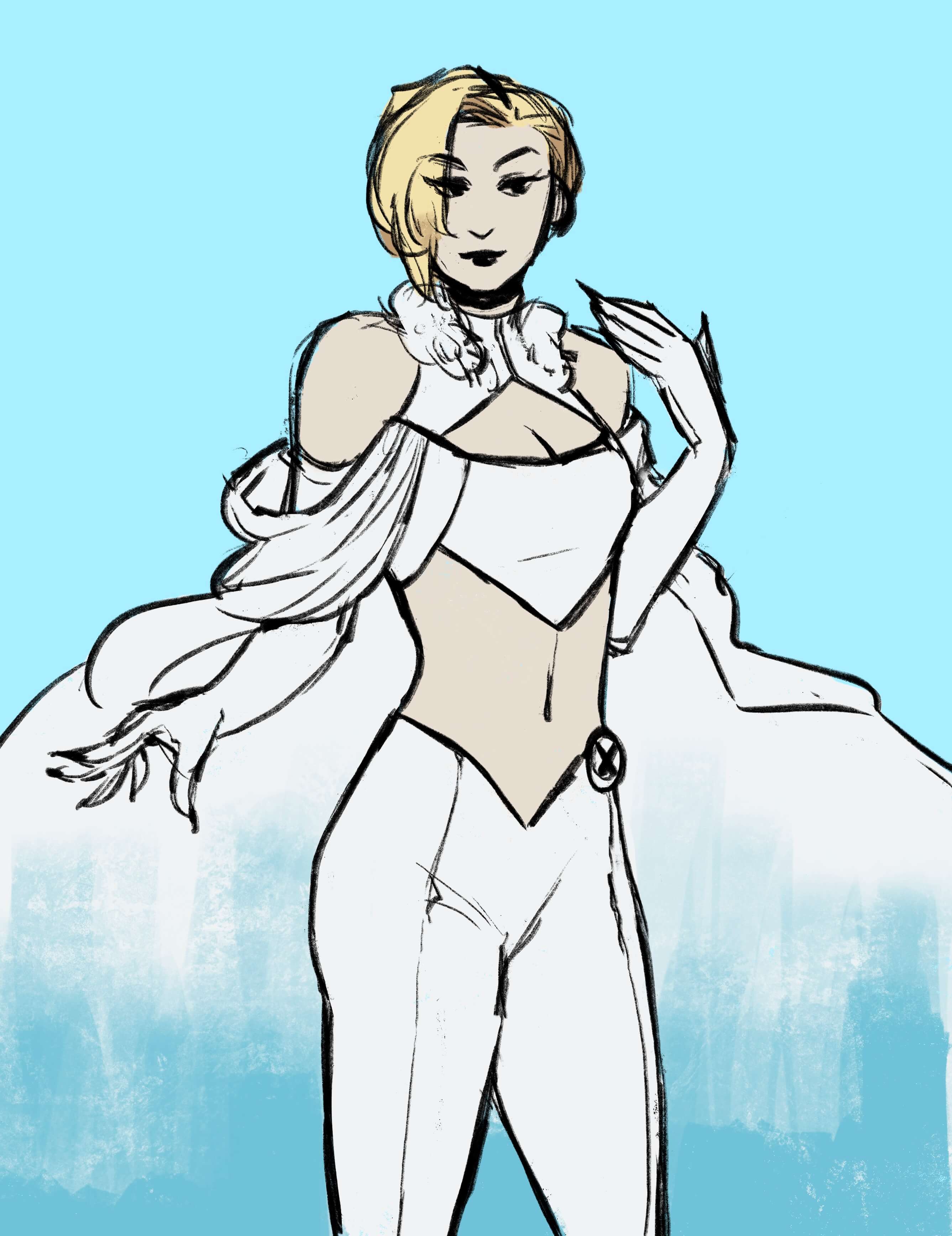 Rough digital sketch of Emma Frost