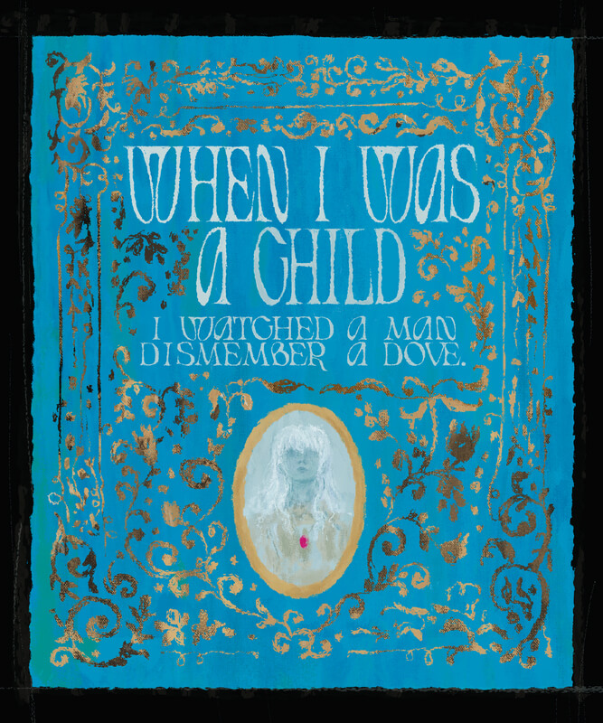 The title written in the style of an illuminated manuscript, with delicate gold foil details around it.