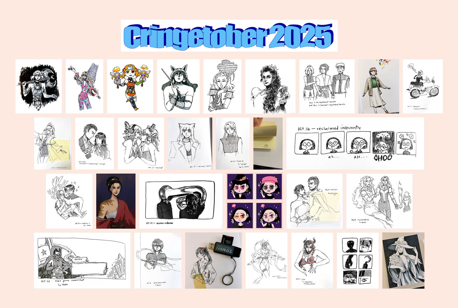 Collection of all my artwork, which includes mostly rushed ink sketches, and a few simple digital works.