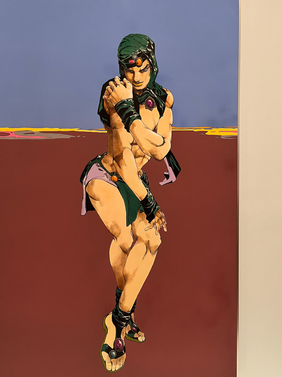 A large painting of a character from Jojo.