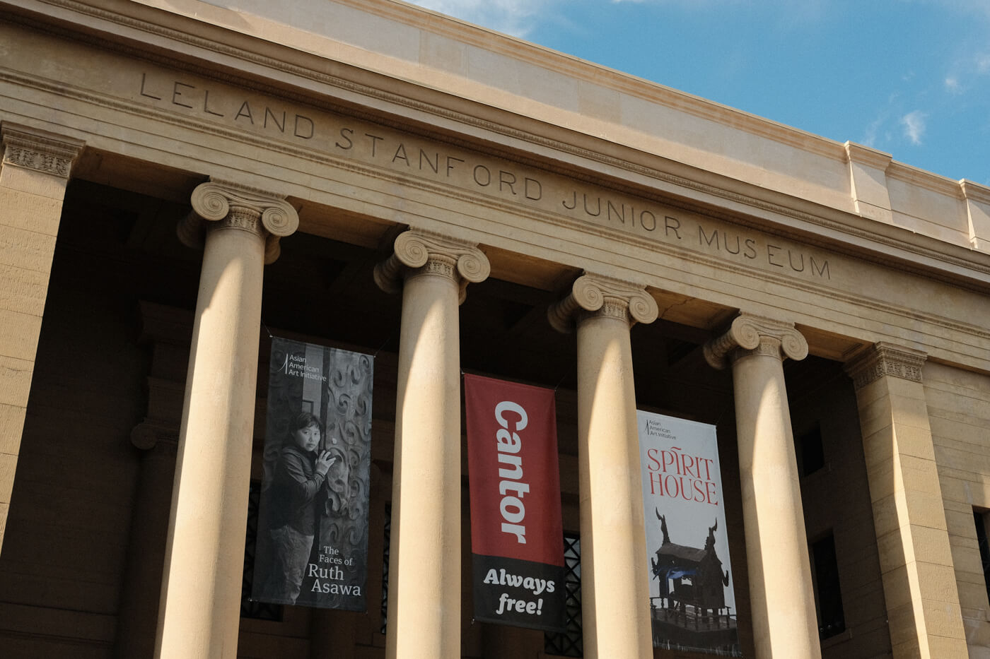 The ionic columns of the museum entrance.